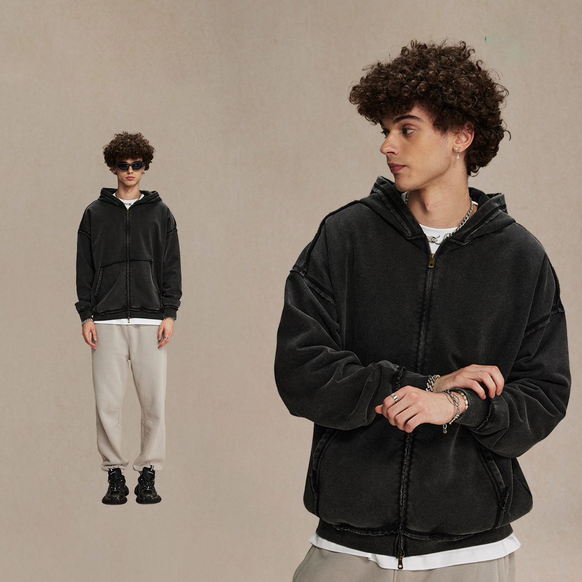 Sudadera Capucha Doble Cierre Vintage 2026 Imagen principal del producto