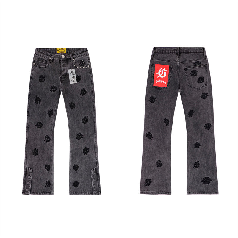 Jeans GO*SPEED Logo Bordado Denim Streetwear
