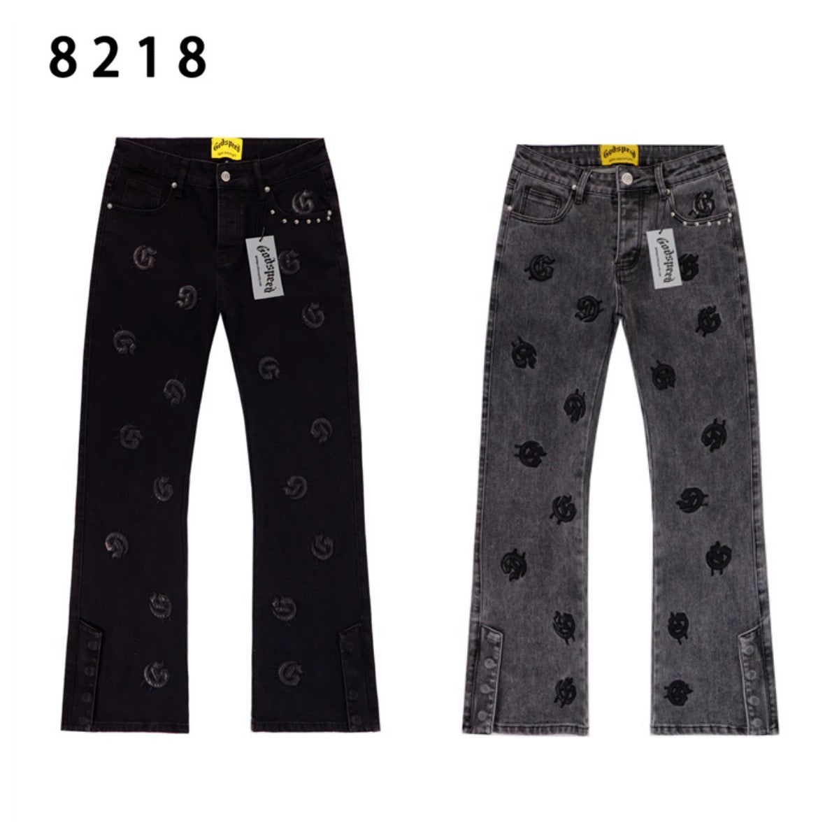 Jeans GO*SPEED Logo Bordado Denim Streetwear