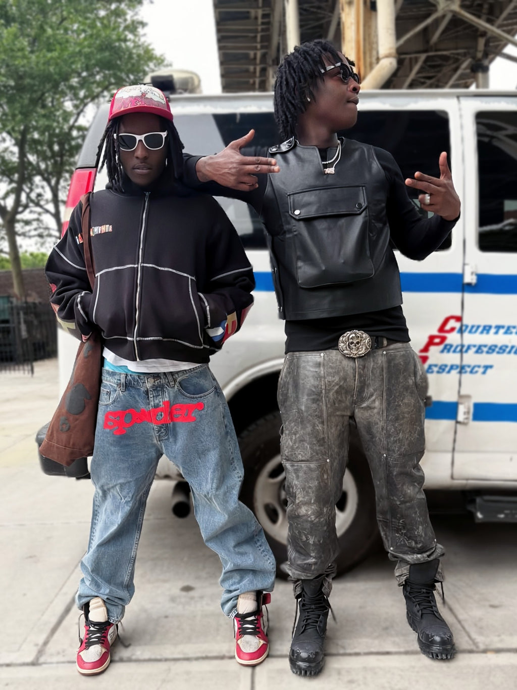 Jeans SP5DER Letra Impresa Hip-Hop Americano