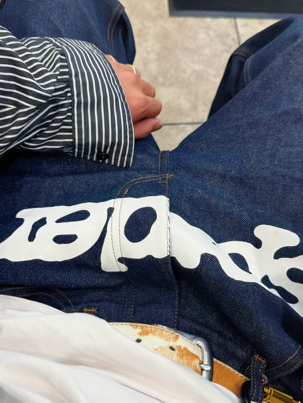 Jeans SP5DER Letra Impresa Hip-Hop Americano