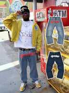 Jeans SP5DER Letra Impresa Hip-Hop Americano