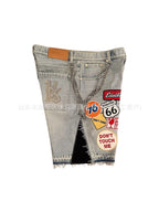 Shorts Denim Bordados Estilo Retro