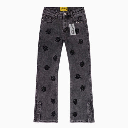 Jeans GO*SPEED Logo Bordado Denim Streetwear Imagen principal del producto