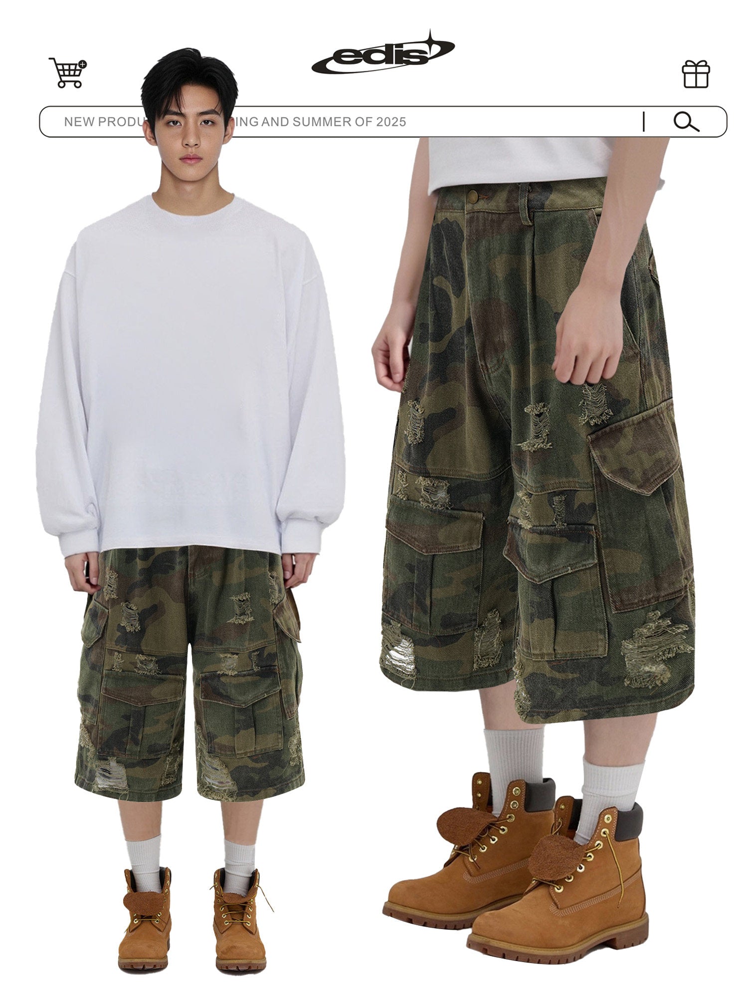 Jorts Cargo Camuflaje Denim Cortos Táctico Imagen secundaria del producto