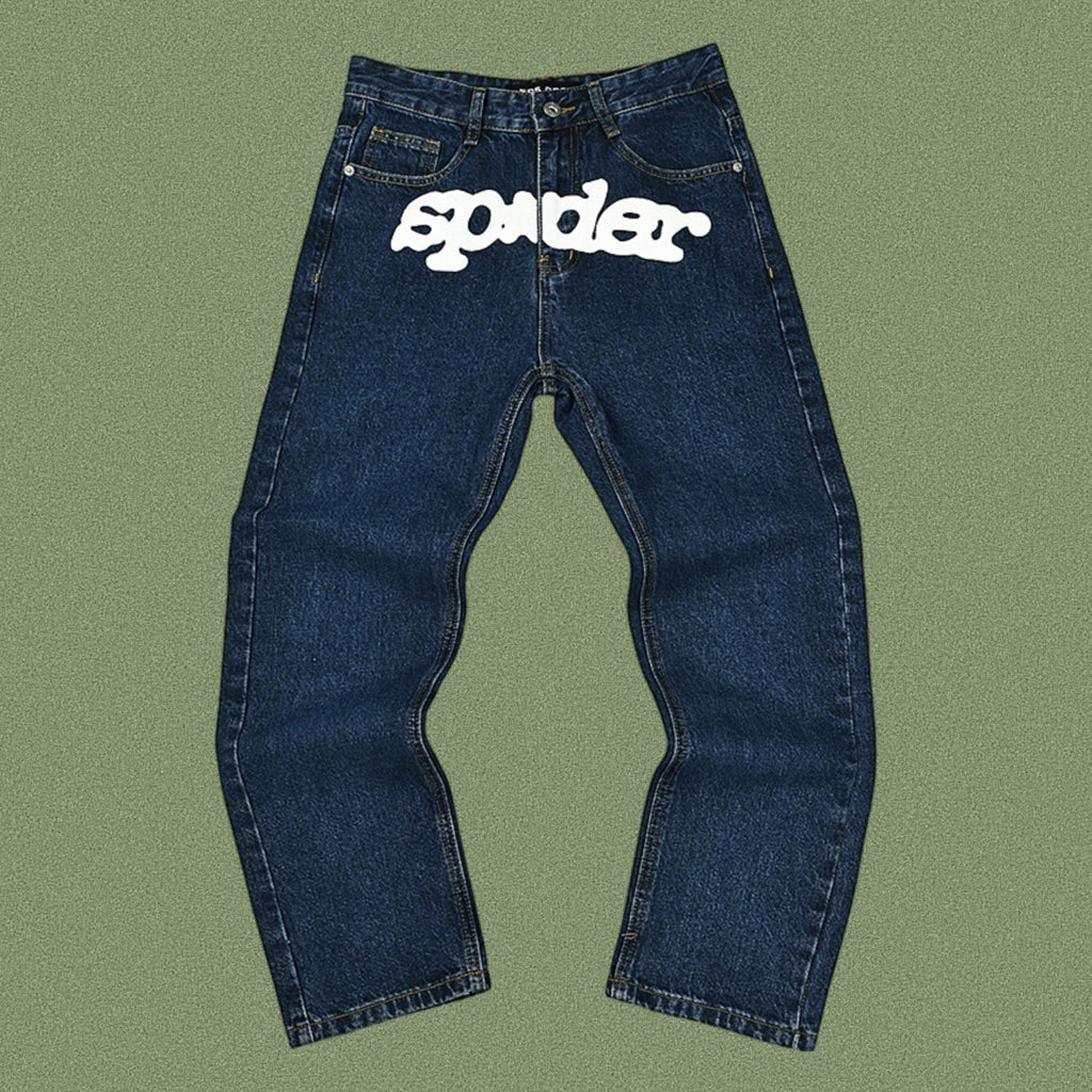 Jeans SP5DER Letra Impresa Hip-Hop Americano