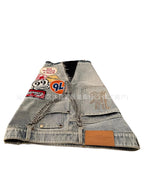 Shorts Denim Bordados Estilo Retro