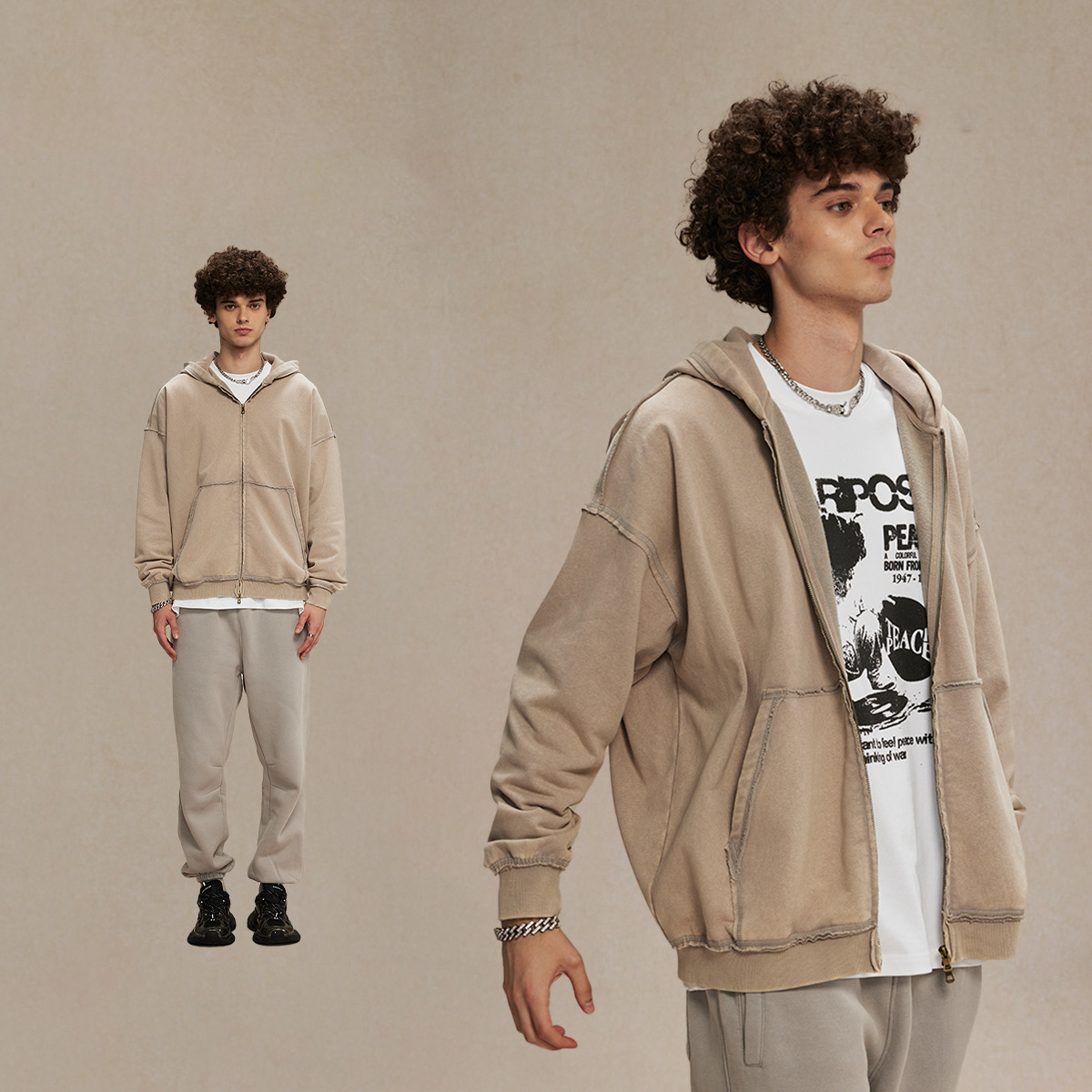 Sudadera Capucha Doble Cierre Vintage 2026 Imagen secundaria del producto