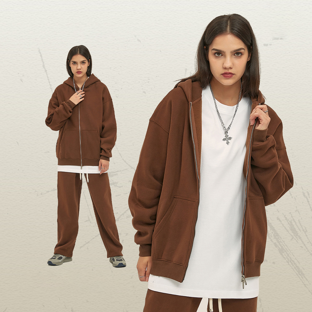 Cárdigan Sudadera Capucha Doble Cierre 2026