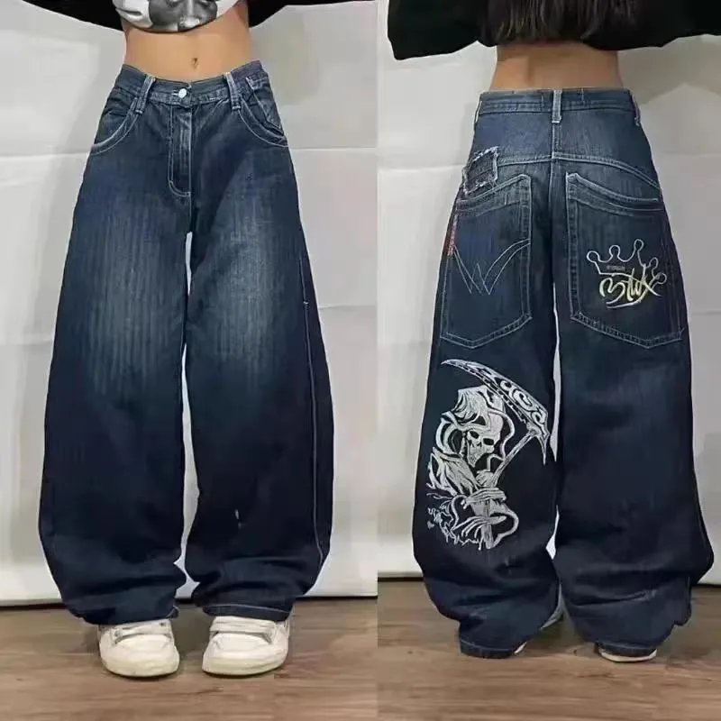 Jeans Sueltos Retro Impresos Hip Hop Gótico Harajuku