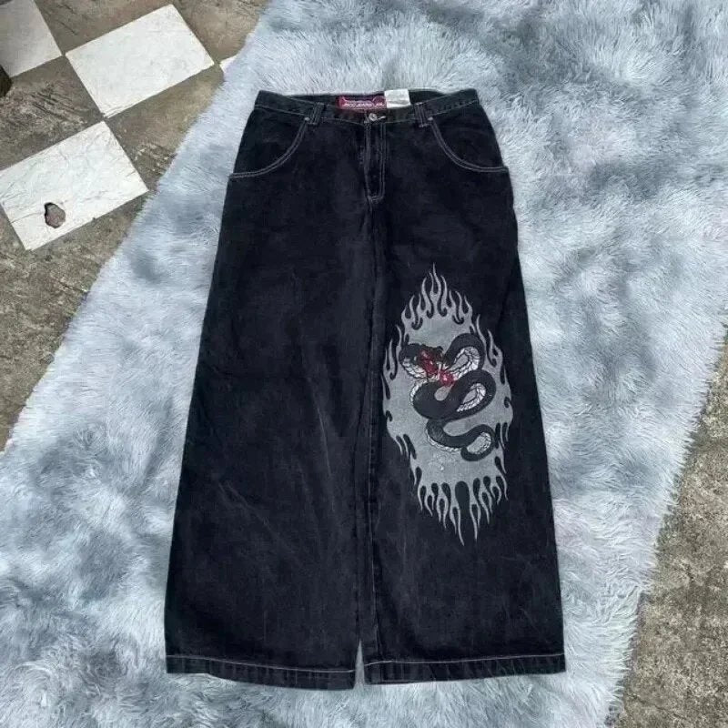 Jeans Sueltos Retro Impresos Hip Hop Gótico Harajuku