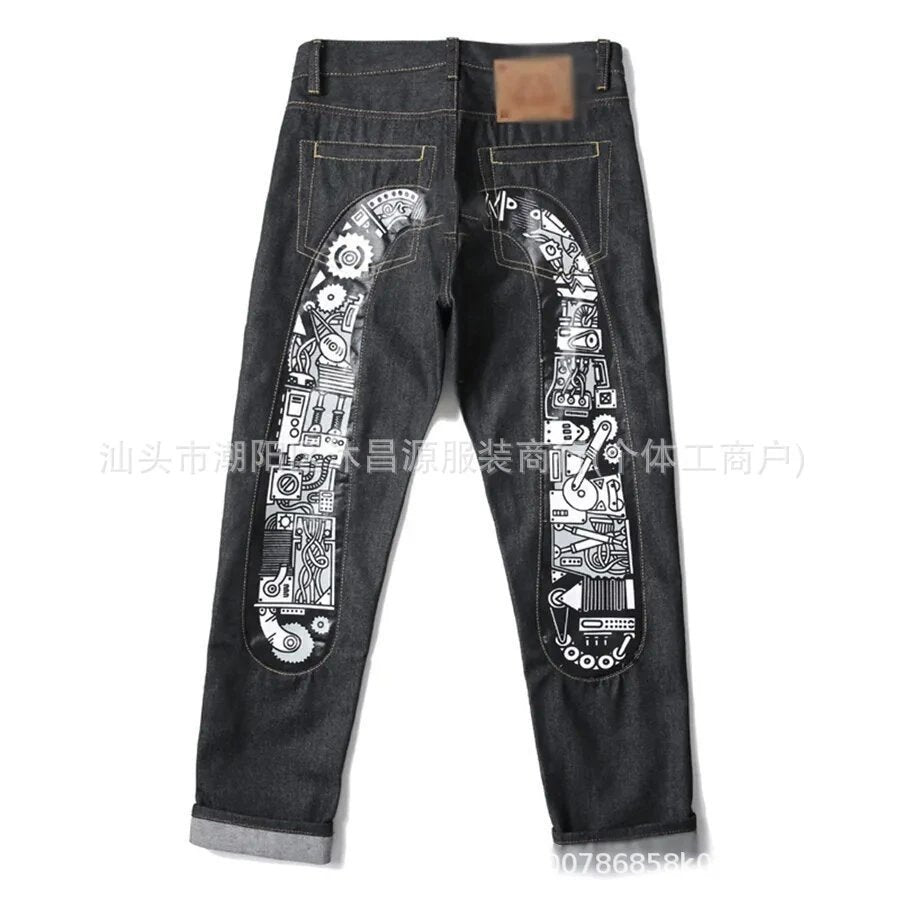 Jeans Hip Hop Impresos Retro Denim Streetwear
