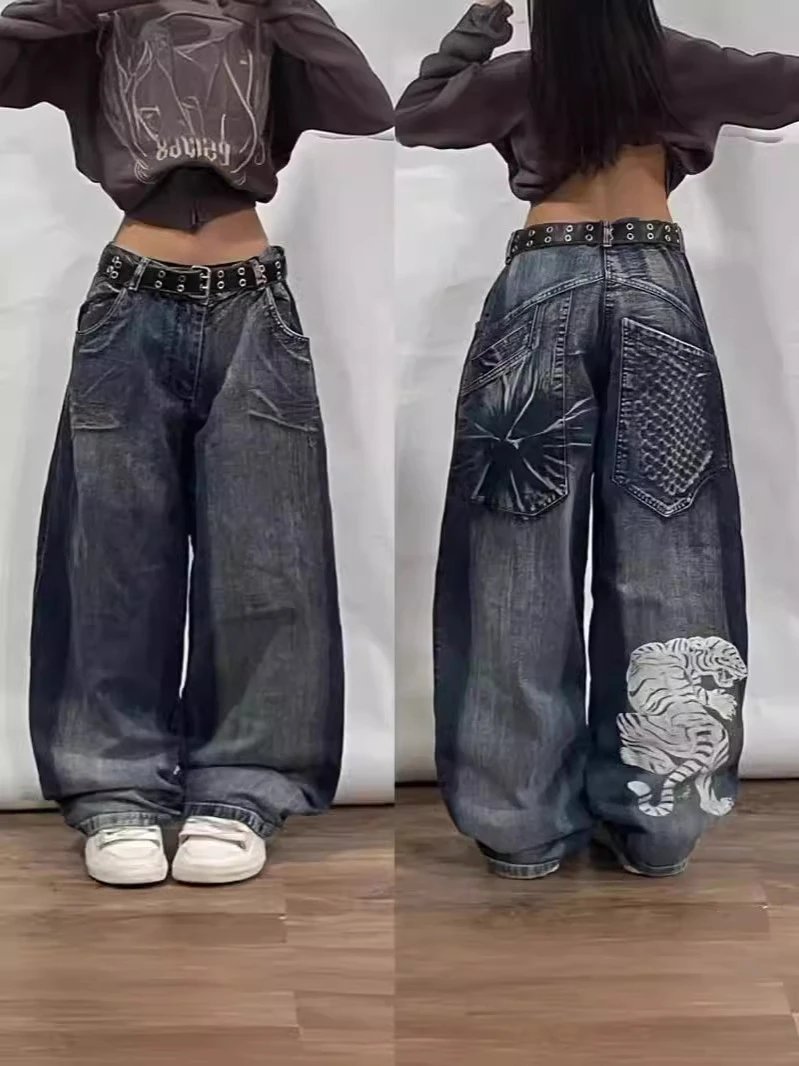 Jeans Sueltos Retro Impresos Hip Hop Gótico Harajuku