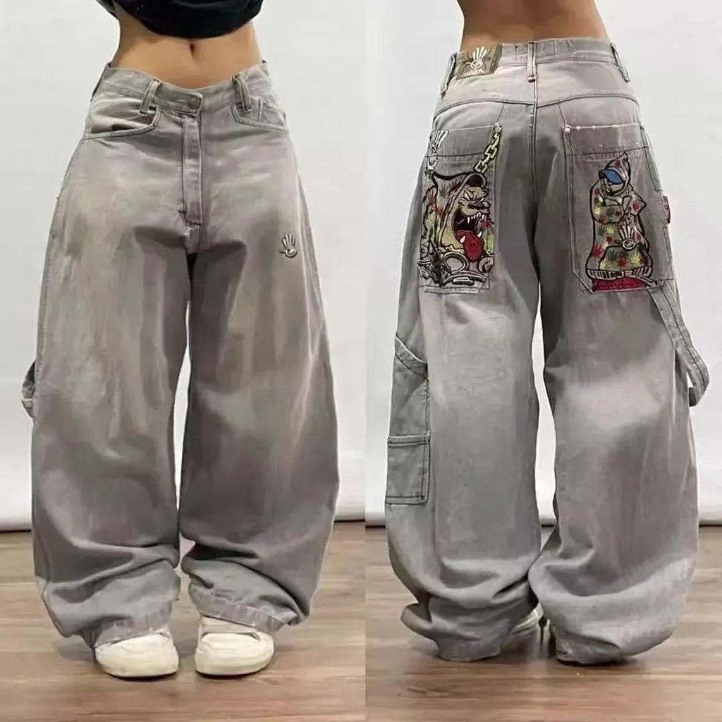 Jeans Sueltos Retro Impresos Hip Hop Gótico Harajuku