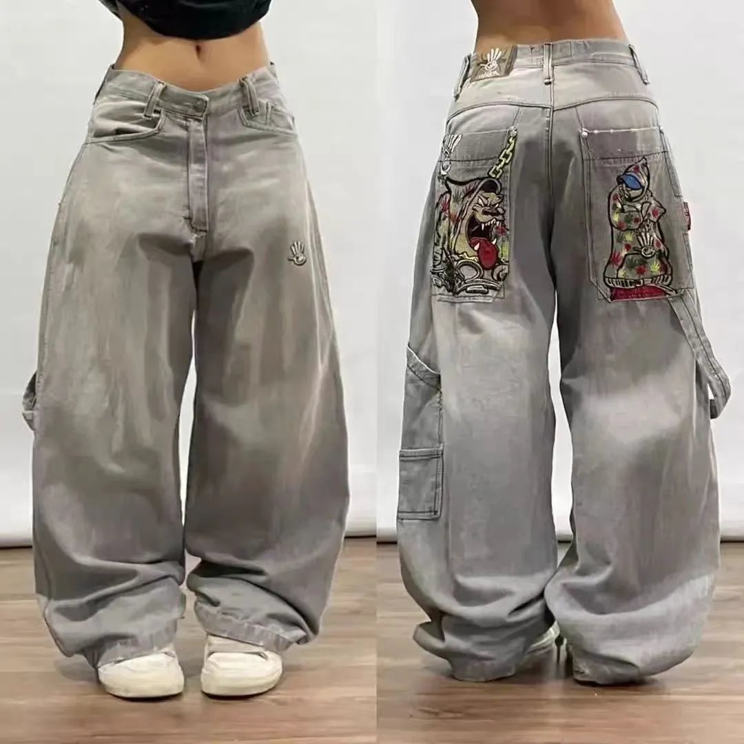 Jeans Sueltos Retro Impresos Hip Hop Gótico Harajuku