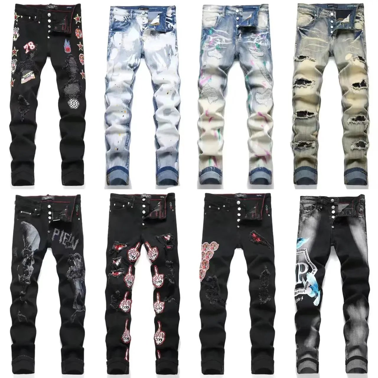 Jeans Skinny Ajustados Denim Streetwear Imagen secundaria del producto