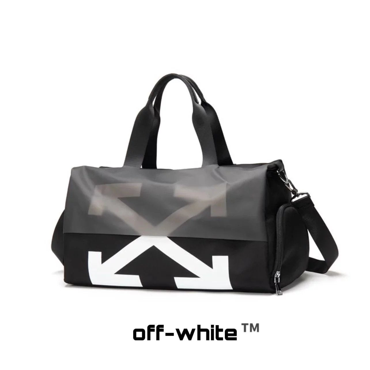 Off White Handbag Large Capacity Crossbody Bag OW Fashionable Arrow Luggage Bag Travel Bag Fitness Handbag Dry and Wet Separate Bag Yoga Bag Backpack Couple Sports Bag Basketball Bag Backpack Trendy Brand Shoulder Bag